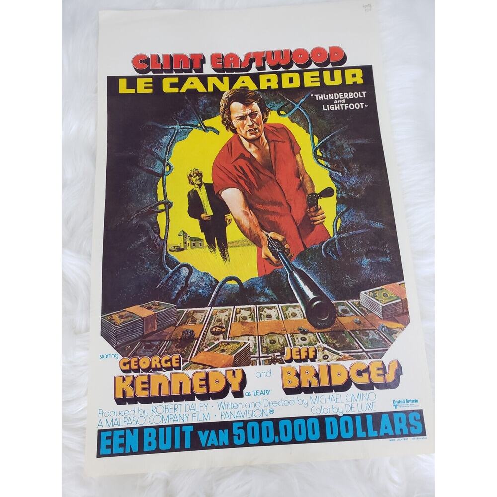 THUNDERBOLT AND LIGHTFOOT Clint Eastwood original belgian movie poster‎ '74 vtg